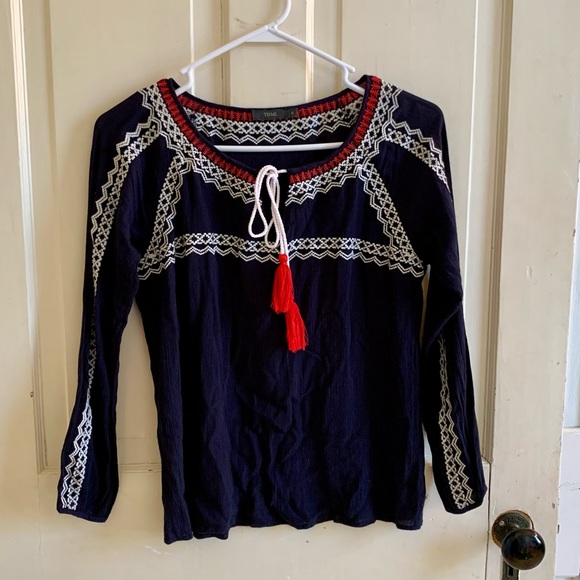 THML Anthropologie embroidered boho peasant top - Picture 4 of 14